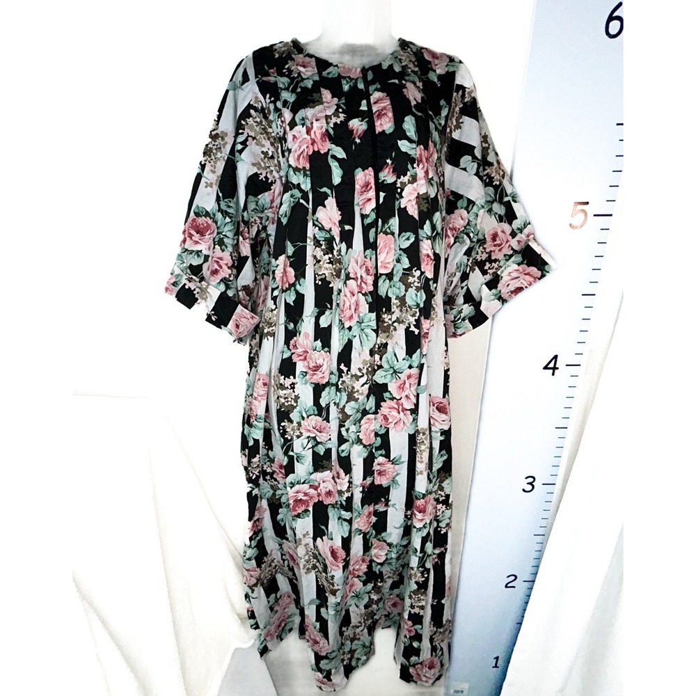 Anthony‎ Richards Pink Floral Striped Cottagecore Fairy Garden MuMu Dress Large